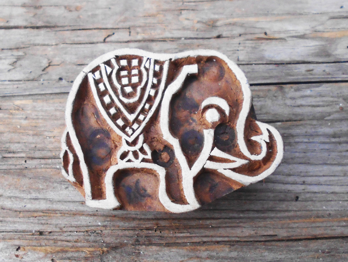 Textilstempel, Stoffdruckstempel, Holzdruckstempel, Druckstempel, Elefant