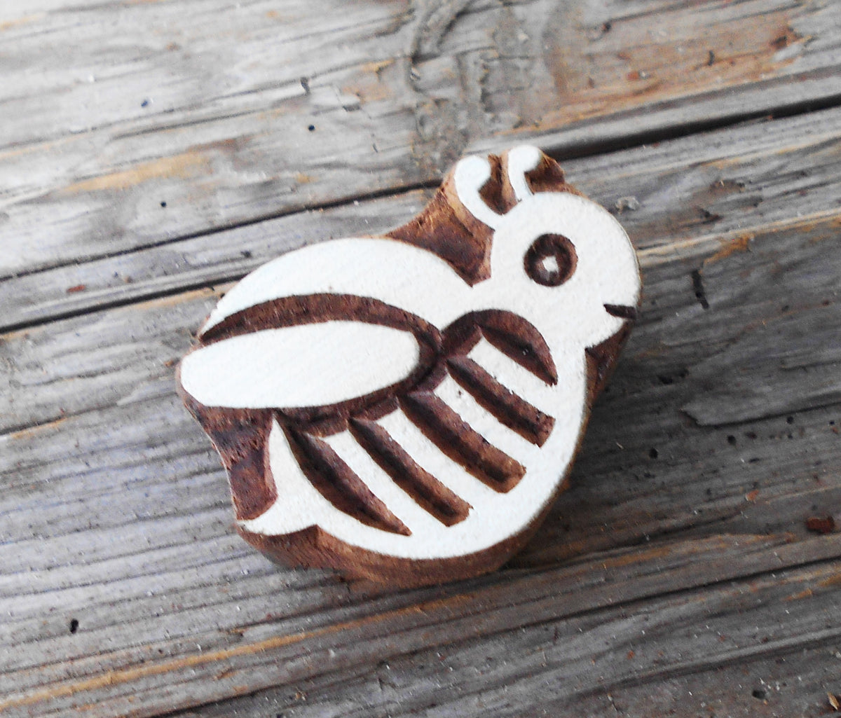 Stoffdruckstempel, Holzdruckstempel, Motivstempel, Blaudruckstempel, Textildruck-Biene 3