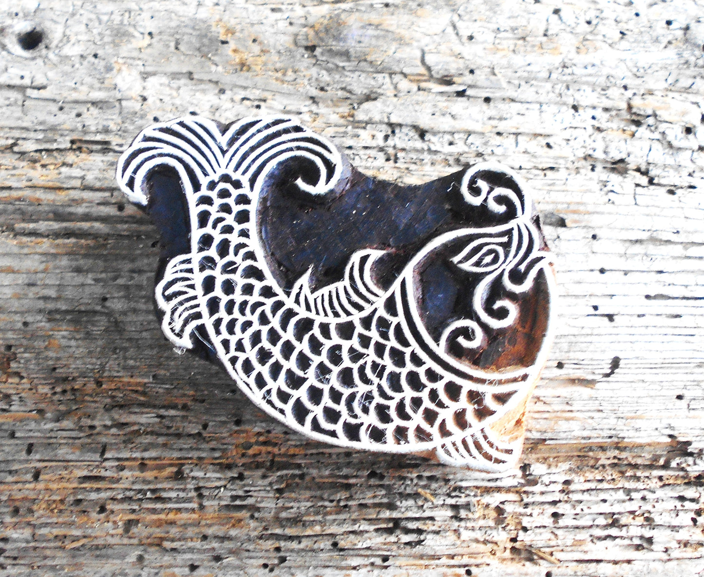Tierstempel, Stoffdruckstempel, Holzdruckstempel, Blaudruckstempel, Fisch