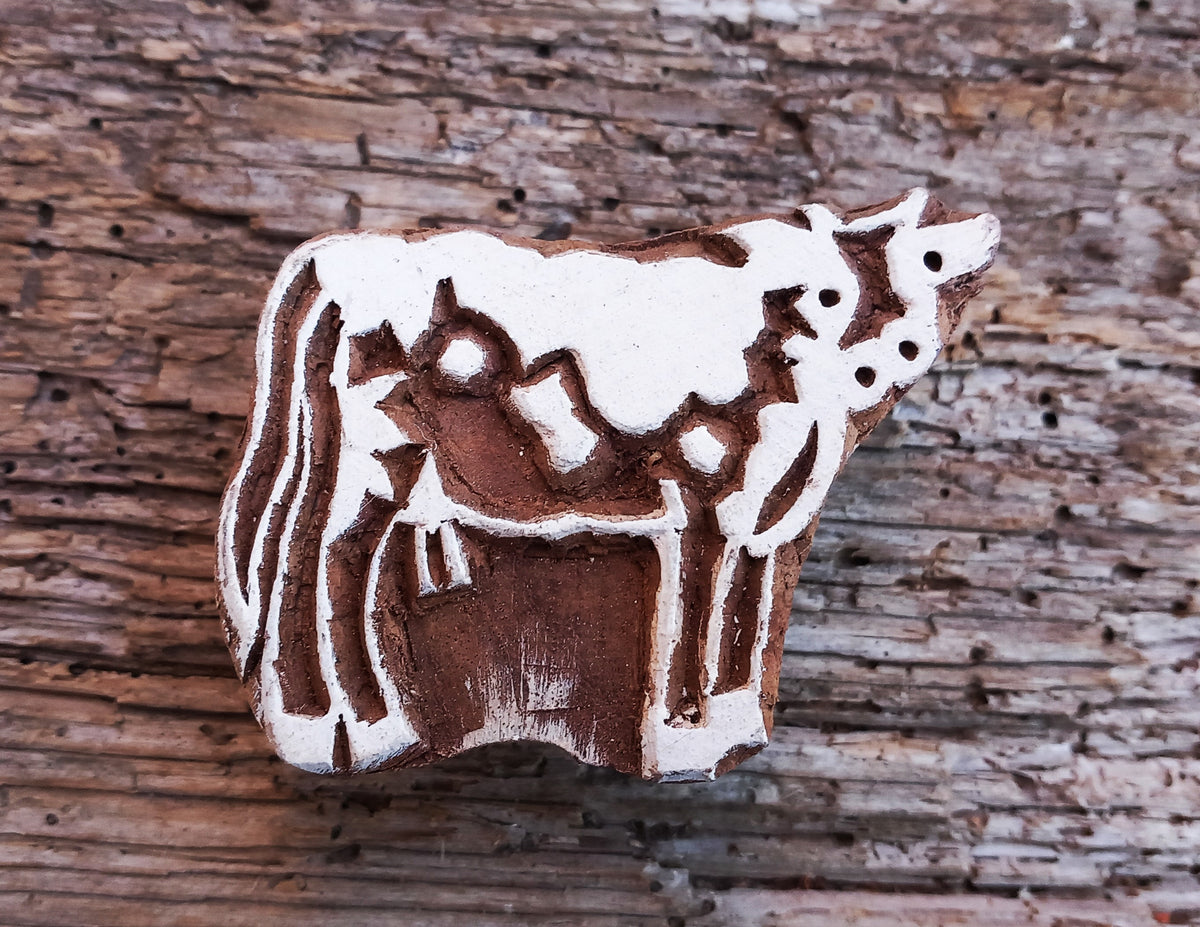 Tierstempel, Stoffdruckstempel, Holzdruckstempel, Blaudruckstempel, Kuh