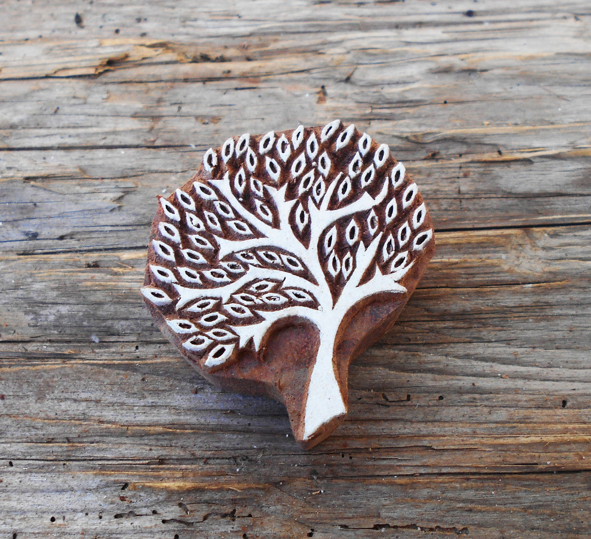 Stoffdruckstempel, Holzdruckstempel, Motivstempel, Blaudruckstempel, Baum
