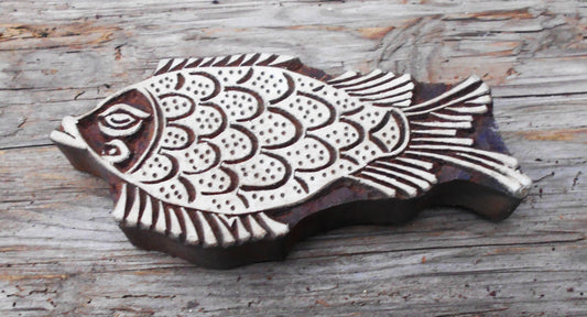 Tierstempel, Stoffdruckstempel, Holzdruckstempel, Blaudruckstempel, Fisch