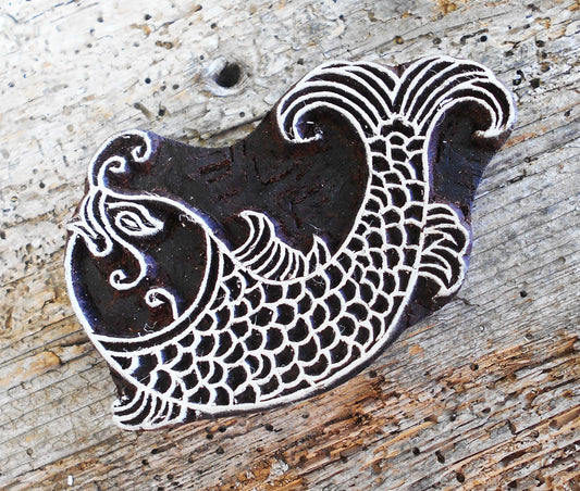 Tierstempel, Stoffdruckstempel, Holzdruckstempel, Blaudruckstempel, Fisch