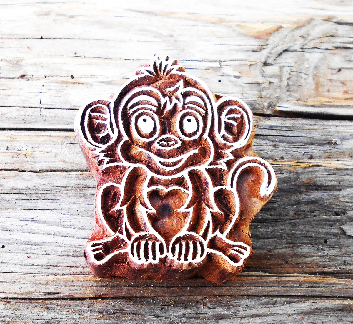 Tierstempel, Stoffdruckstempel, Holzdruckstempel, Blaudruckstempel, Affe
