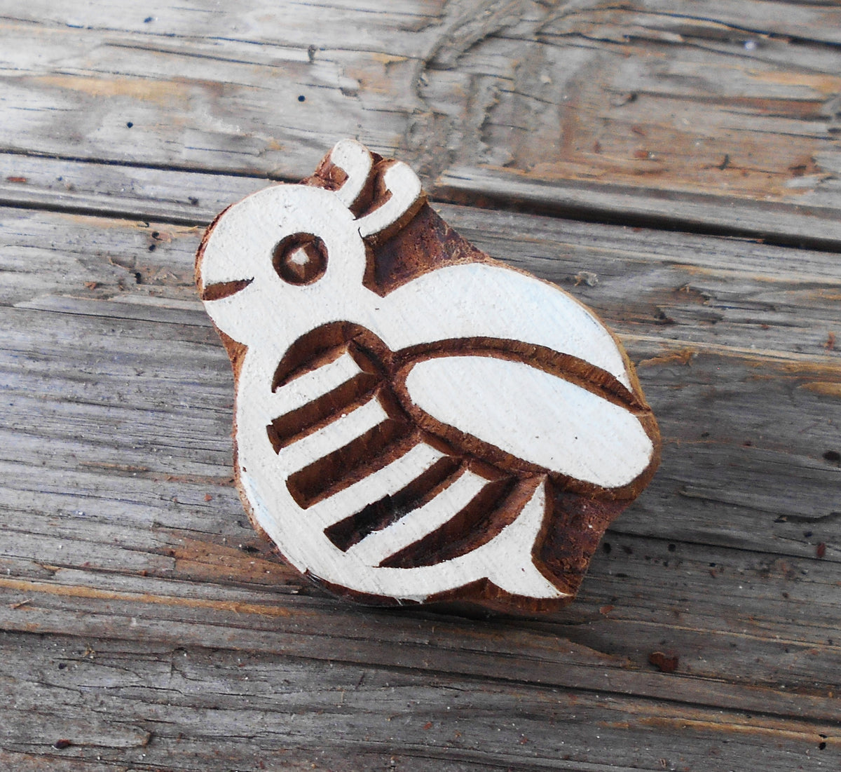 Stoffdruckstempel, Holzdruckstempel, Motivstempel, Blaudruckstempel, Textildruck-Biene 2