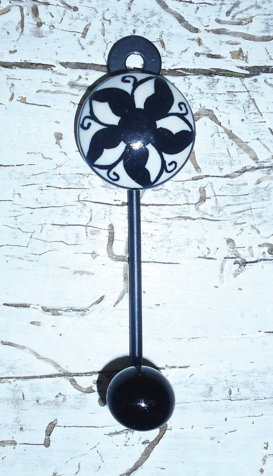 Keramikhaken, Garderobenhaken, Wandhaken, Kleiderhaken, klein, schwarz