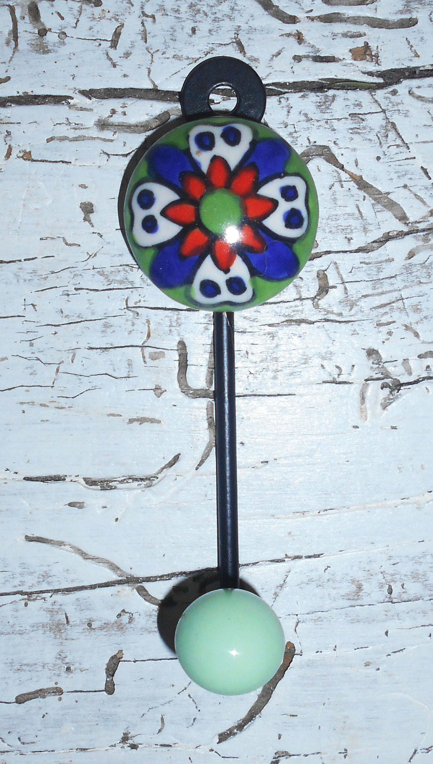 Keramikhaken, Garderobenhaken, Wandhaken, Kleiderhaken, klein, grün