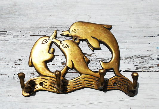 Garderobenhaken, Wandhaken, Kleiderhaken, Messing, Delfine