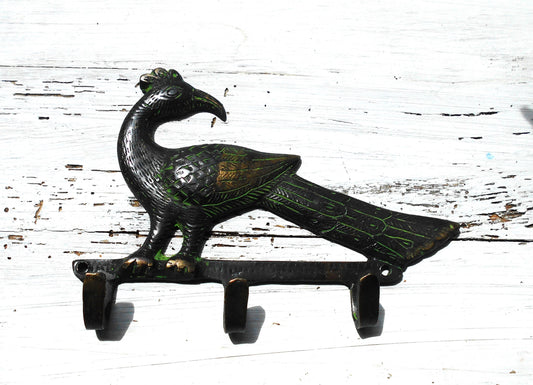 Garderobenhaken, Wandhaken, Kleiderhaken, Messing, Pfau