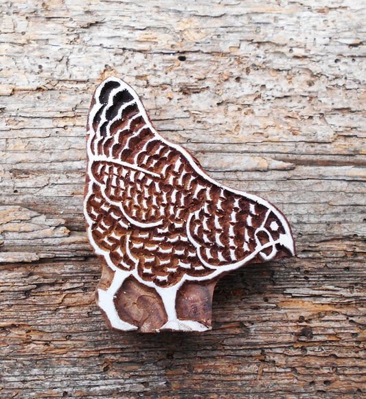 Stoffdruckstempel, Holzdruckstempel, Motivstempel, Blaudruckstempel, Textildruck-Henne 1
