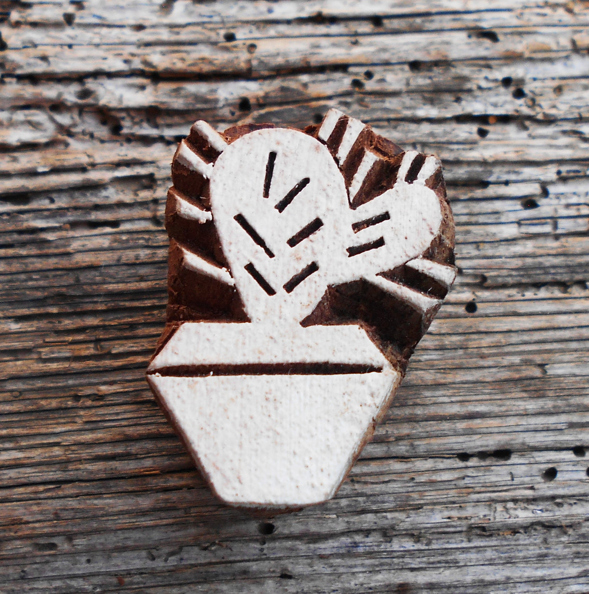 Stoffdruckstempel, Holzdruckstempel, Motivstempel, Blaudruckstempel, Kaktus