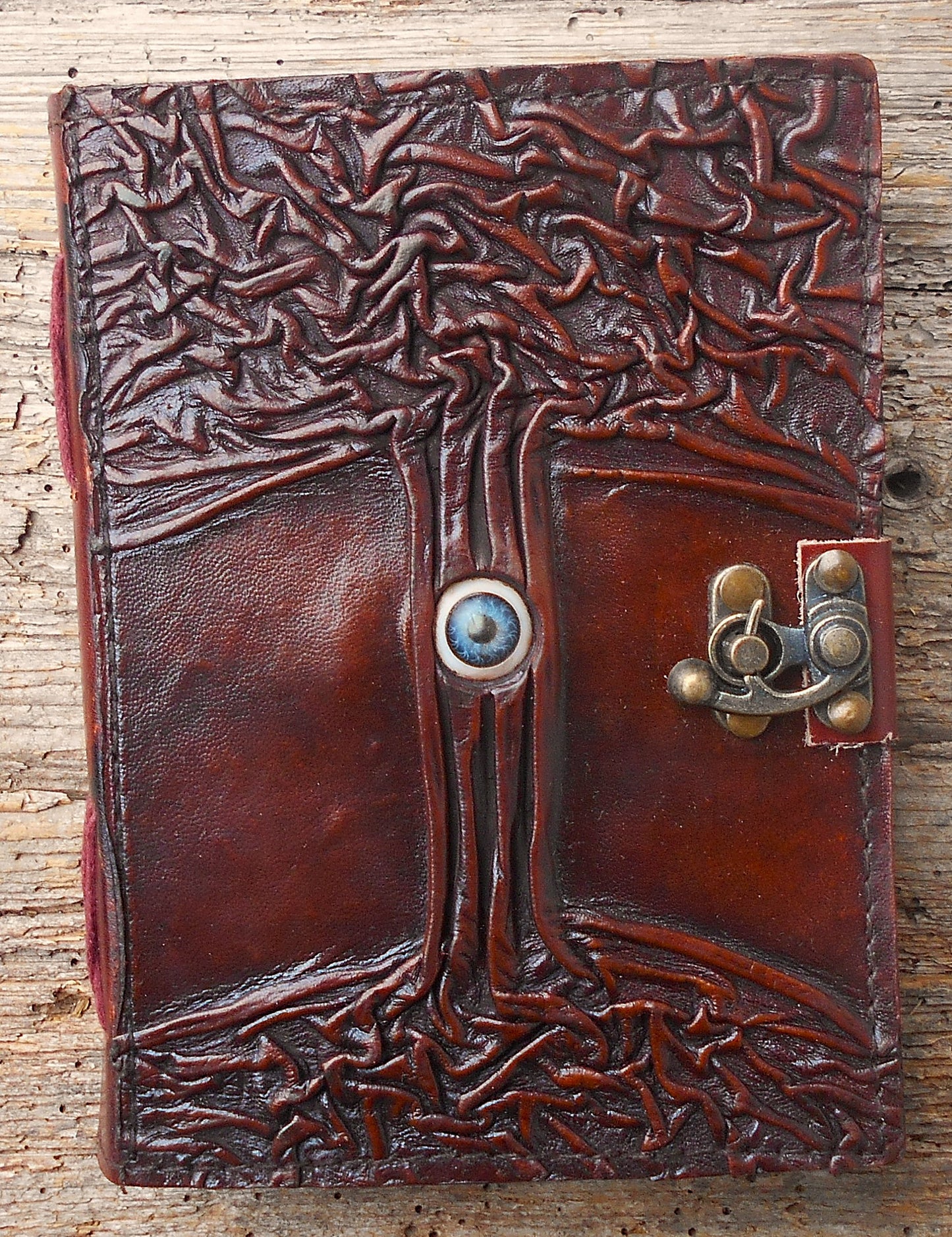 Leder-Notizbuch, handgearbeitet, Tagebuch, Vintage Notizbuch, handgeschöpftes Papier, braun, Baum