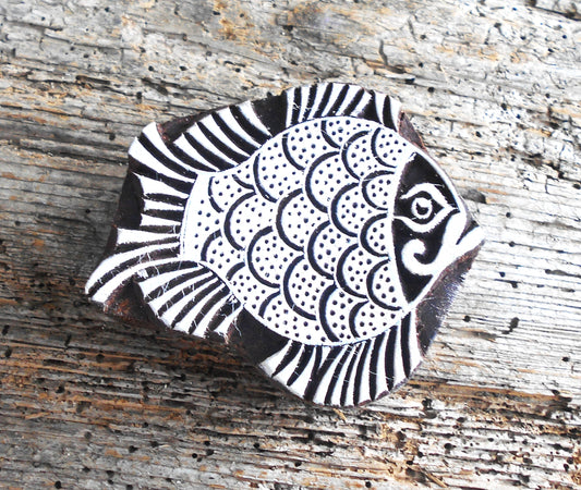 Tierstempel, Stoffdruckstempel, Holzdruckstempel, Blaudruckstempel, Fisch