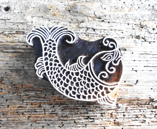 Tierstempel, Stoffdruckstempel, Holzdruckstempel, Blaudruckstempel, Fisch