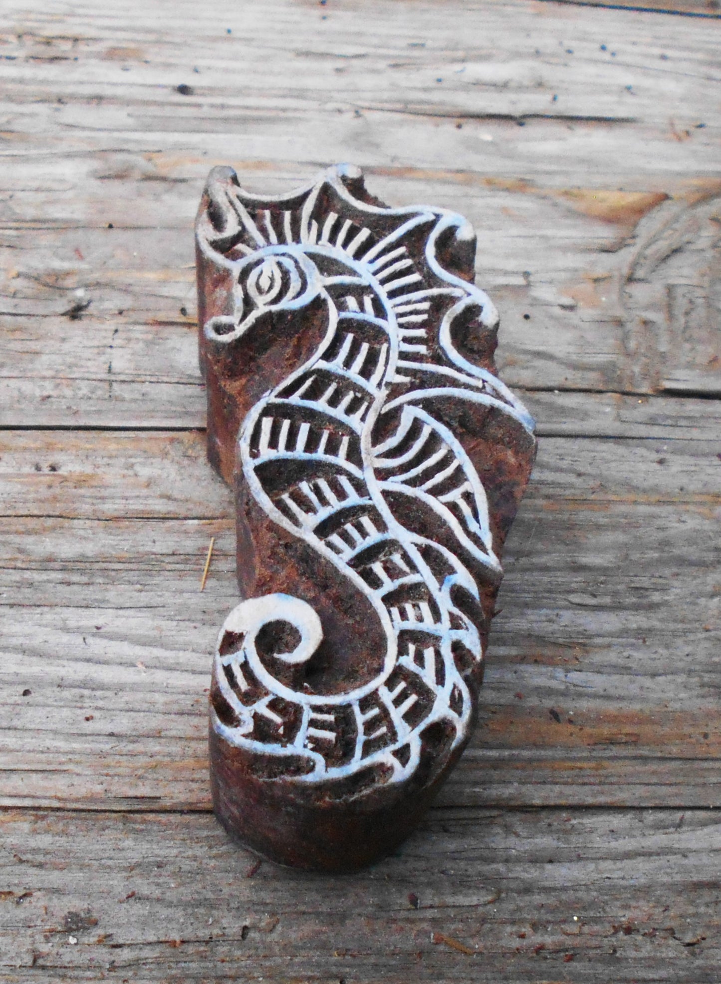 Tierstempel, Stoffdruckstempel, Holzdruckstempel, Seepferd