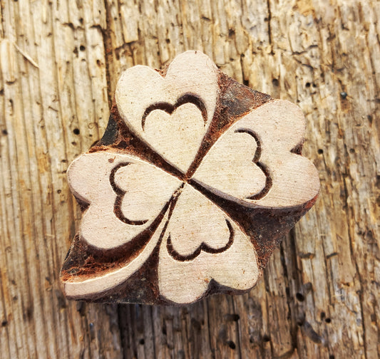 Stoffdruckstempel, Holzstempel Kleeblatt S4