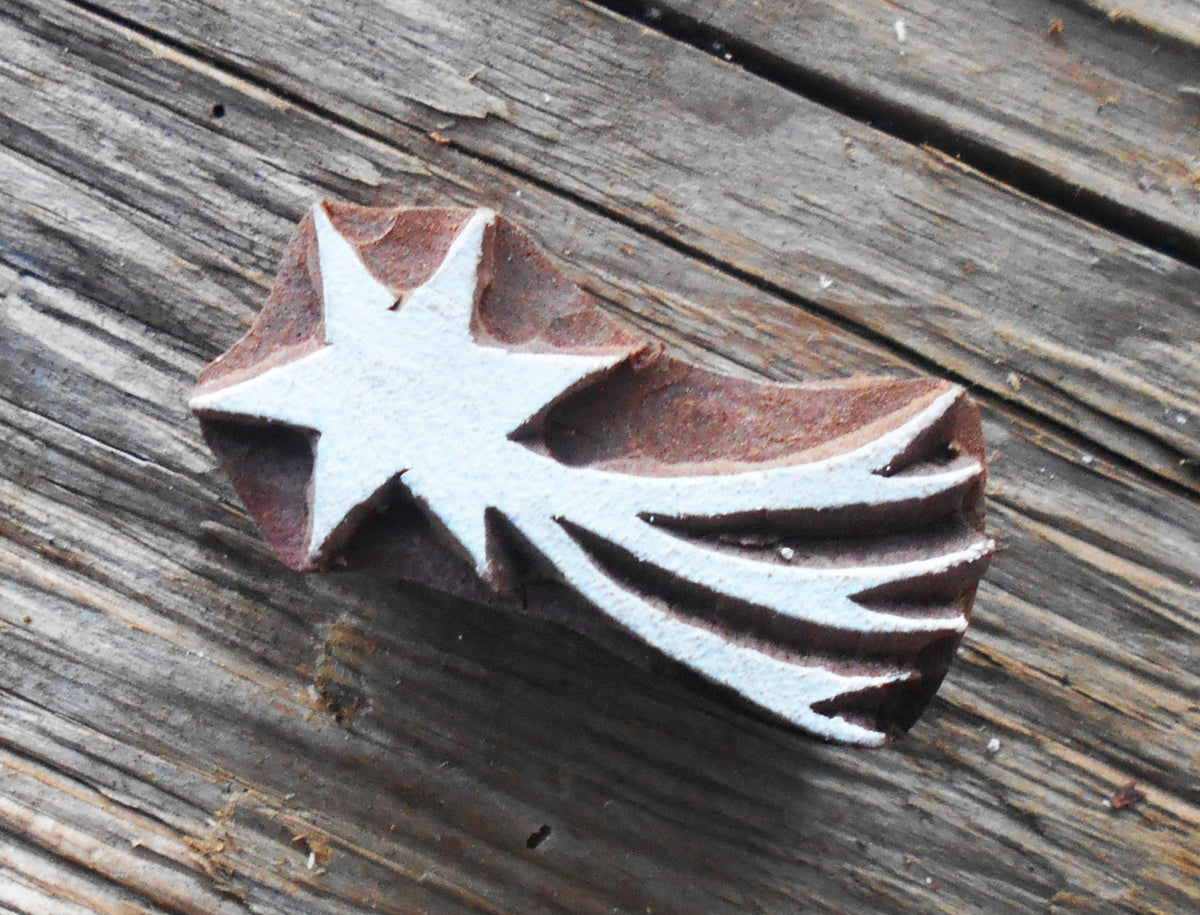 Druckstempel, Holzdruckstempel, Motivstempel, Blaudruckstempel, Stoffdruckstempel-Sternschnuppe