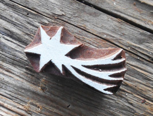 Druckstempel, Holzdruckstempel, Motivstempel, Blaudruckstempel, Stoffdruckstempel-Sternschnuppe