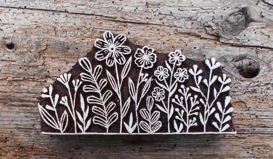 Stoffdruck Stempel, Holzdruckstempel, Motivstempel, Blaudruckstempel, Textildruck-Wildkräuter