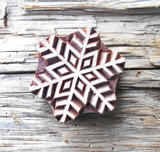 Druckstempel, Holzdruckstempel, Motivstempel, Blaudruckstempel, Stoffdruckstempel-Schneeflocke