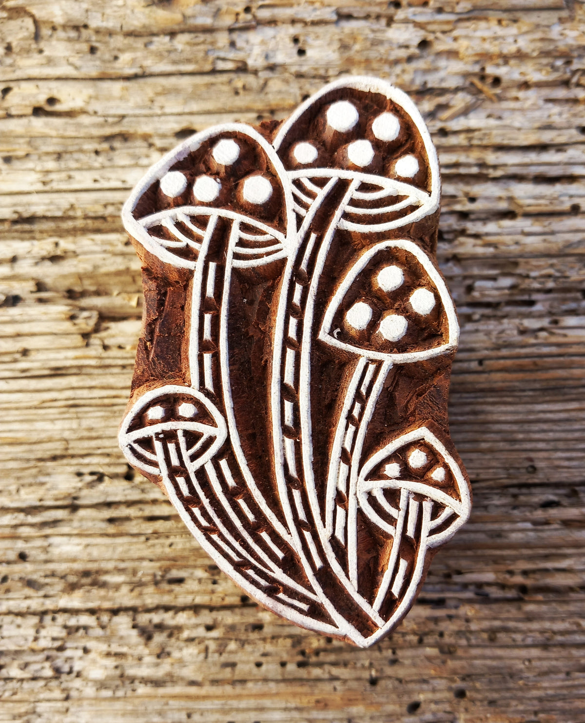 Stoffdruckstempel, Holzdruckstempel, Motivstempel, Blaudruckstempel, Pilze