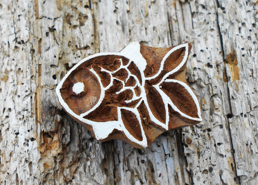 Tierstempel, Stoffdruckstempel, Holzdruckstempel, Blaudruckstempel, Fisch