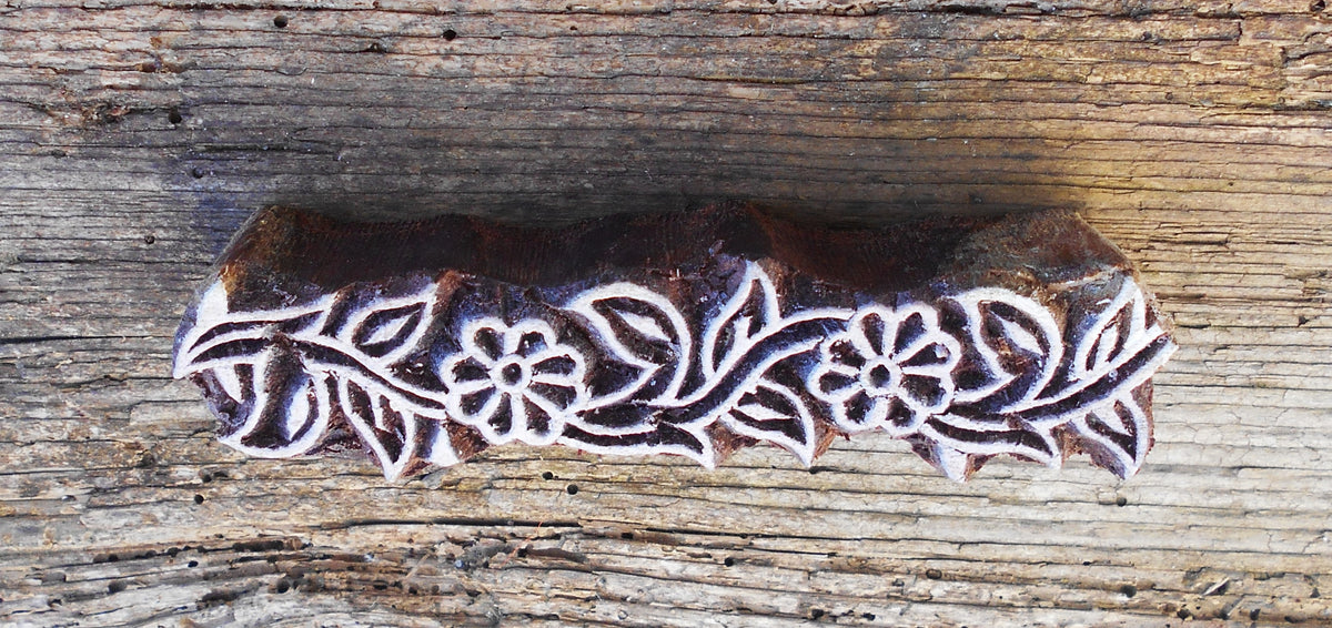 Bordürenstempel, Holzdruckstempel, Stoffdruckstempel, Textilstempel, Blaudruckstempel