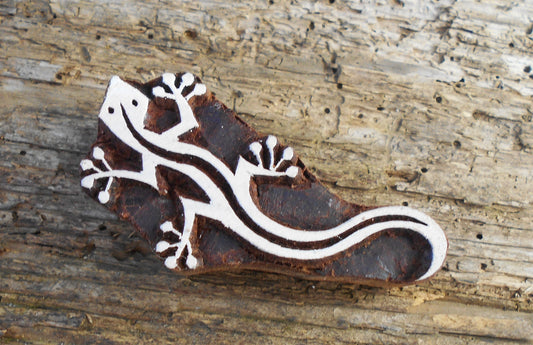 Tierstempel, Stoffdruckstempel, Holzdruckstempel, Blaudruckstempel, Gecko, Eidechse