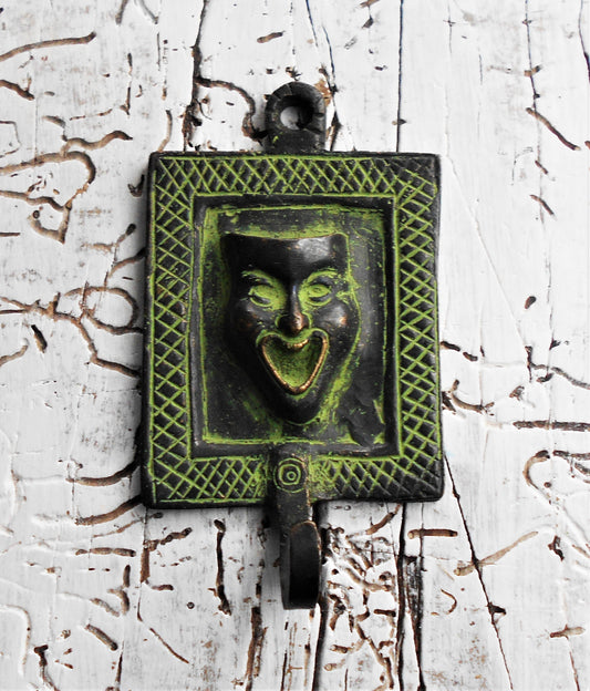 Garderobenhaken, Wandhaken, Kleiderhaken, Messing, Maske