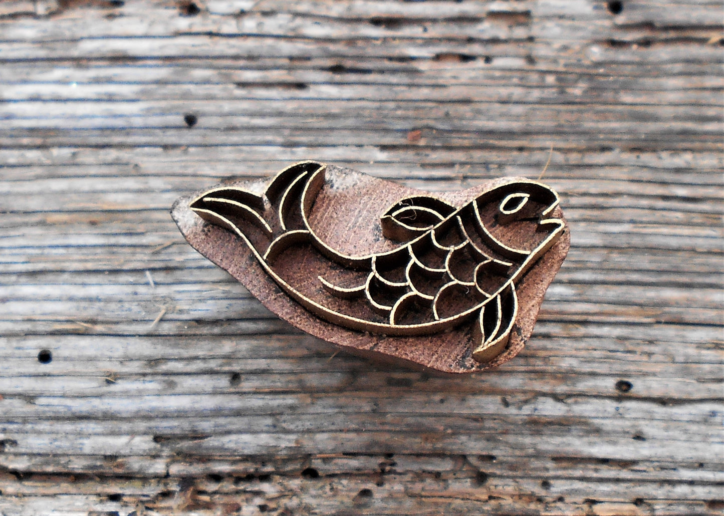 Metallstempel, Leinenstempel, Stoffdruckstempel, Tier, Fisch